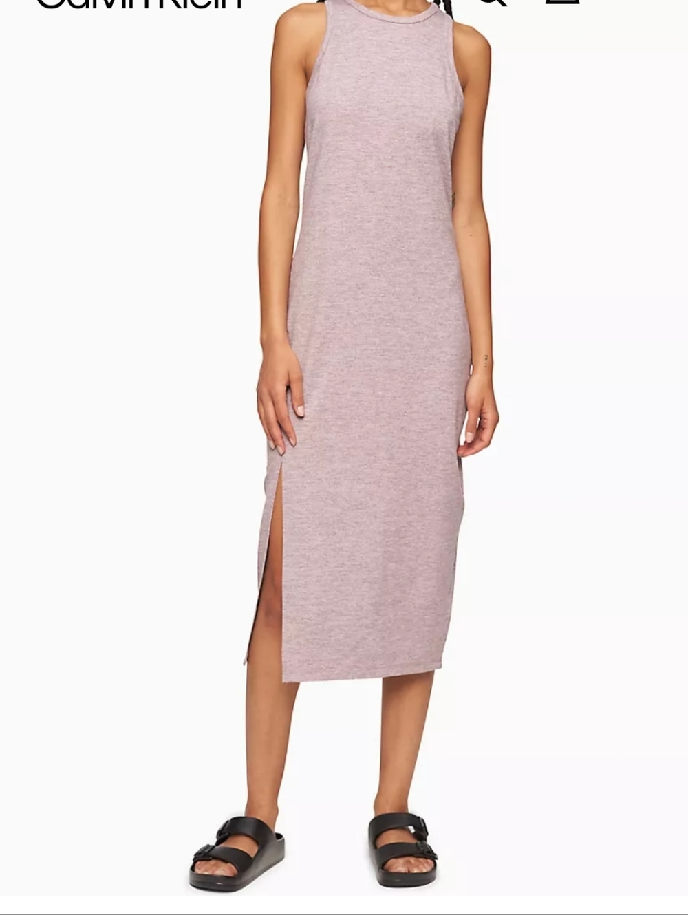 B54 Calvin Klein Performance Side-Slit Tank Dress Purple NEW